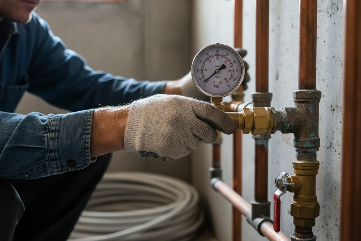Pressure testing a repaired line during Water Line Repair in Turners Falls